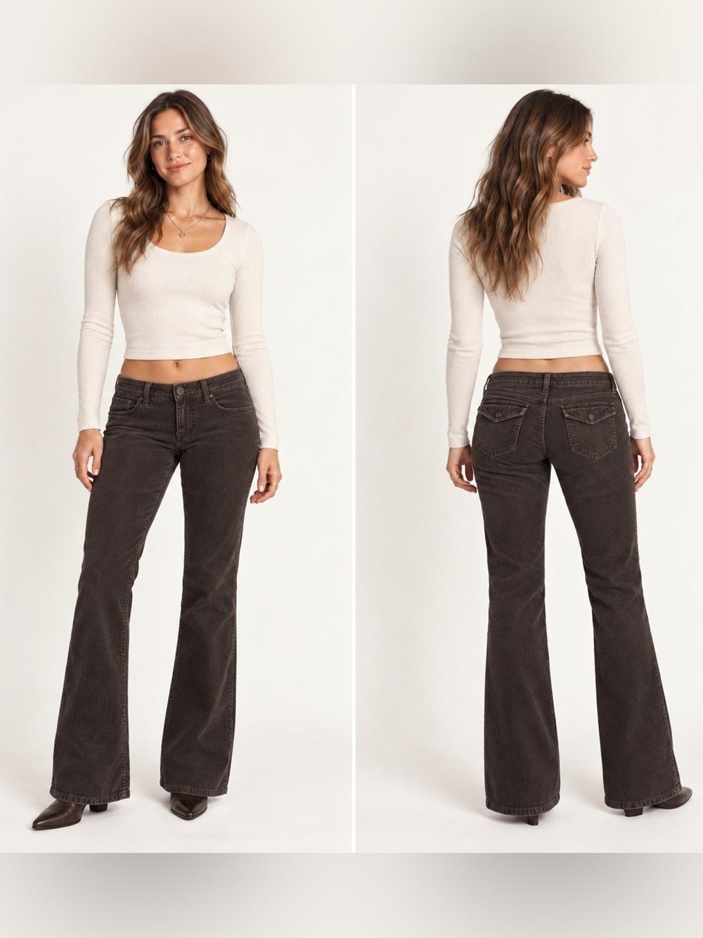 Old Navy Vintage Y2K Corduroy Bootcut Pants Chocolate Brown Dark Academia Size 8